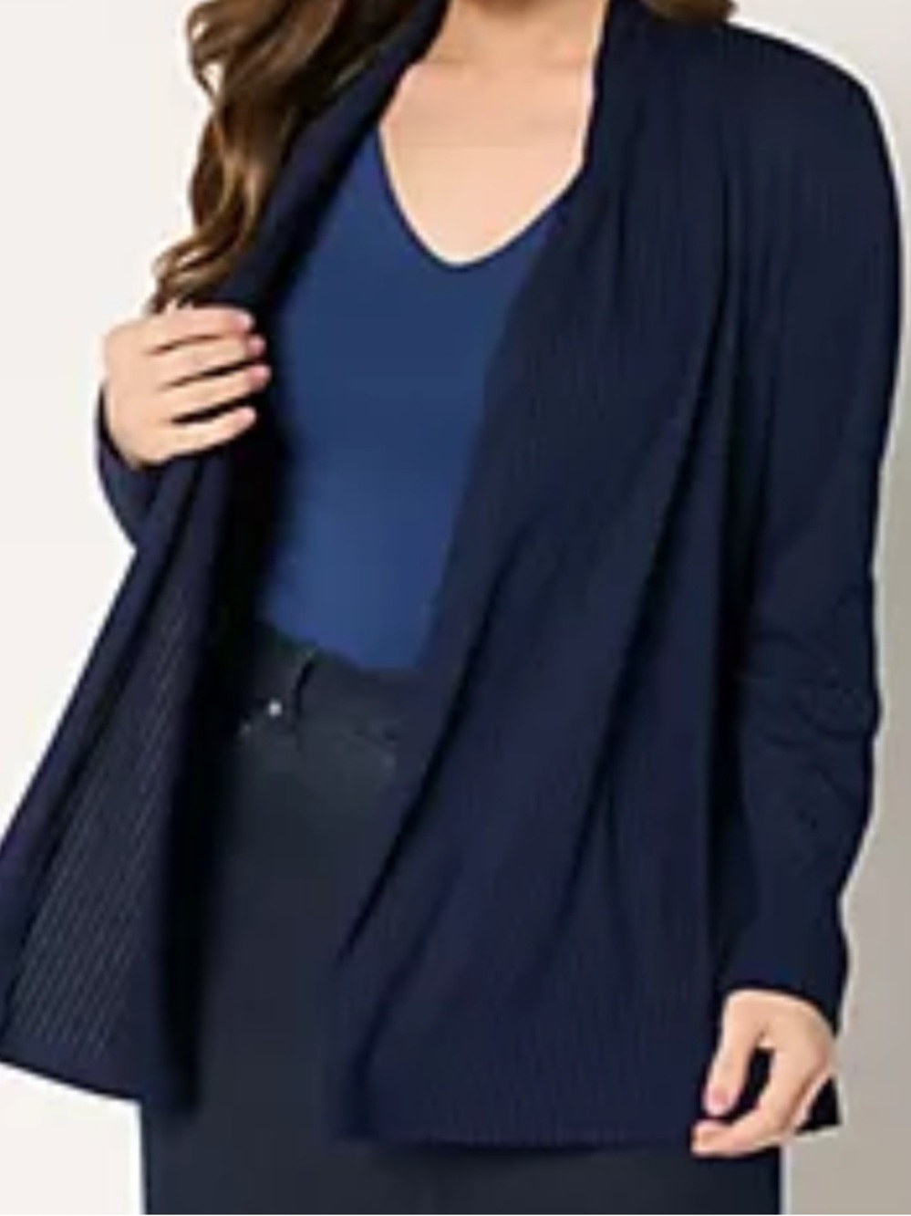 nwt Susan Graver Navy Open Drape Cardigan